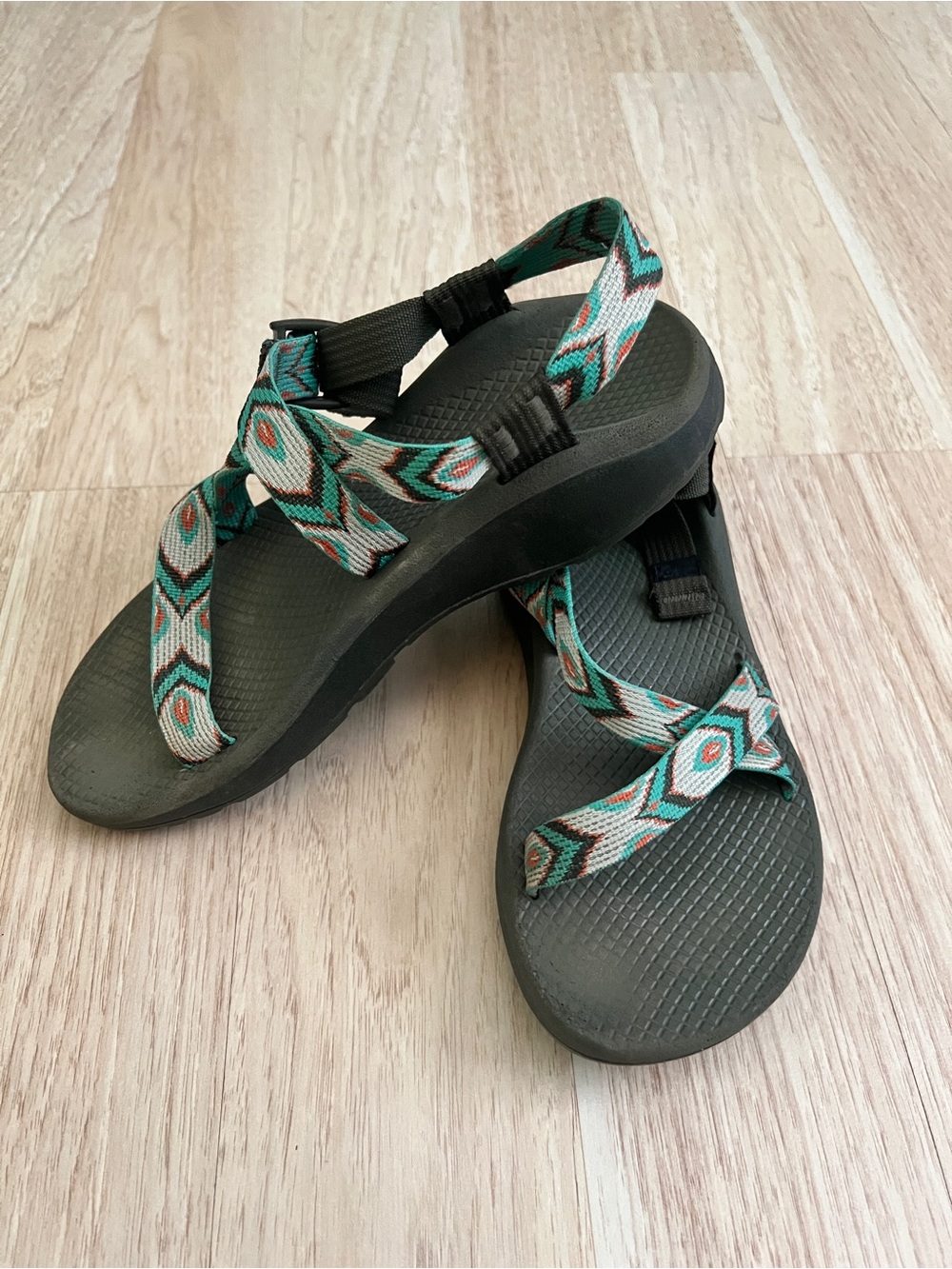Women's Teal Patterned Chico Sandals